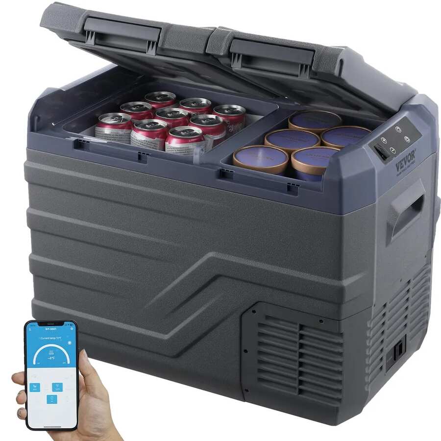 Lodówka samochodowa przenośna, 32 l, dwustrefowa, 12/24 V i 100-240 V