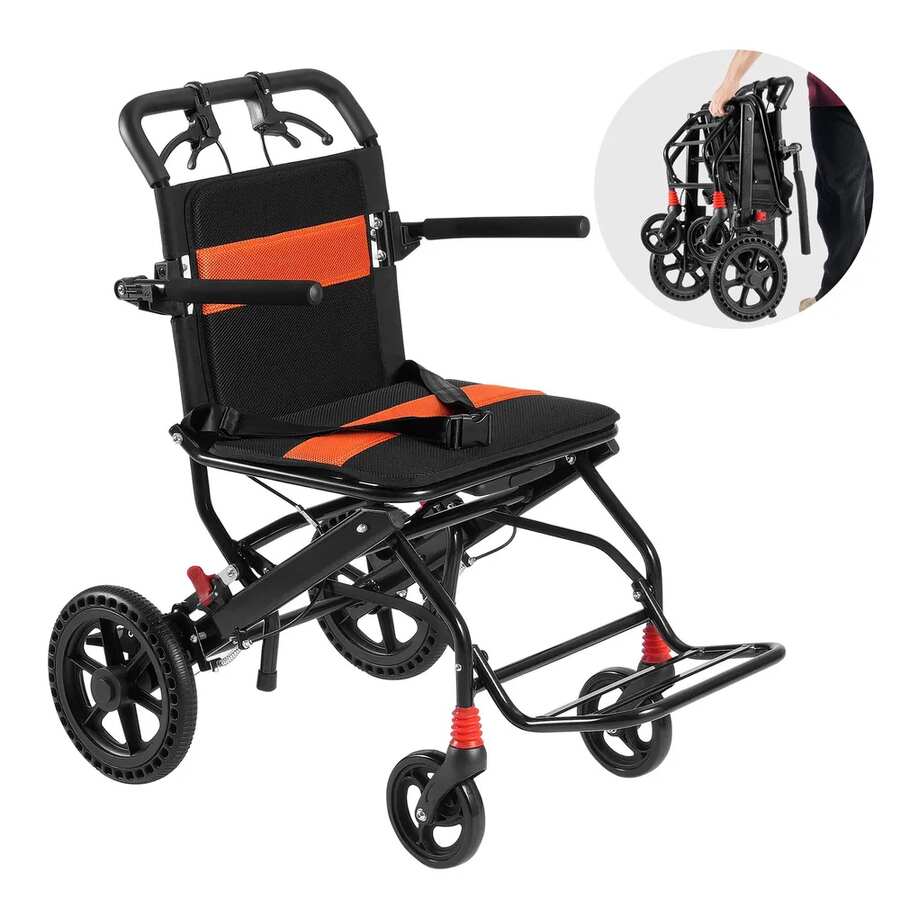 Krzesło transportowe do wózka inwalidzkiego składane, aluminiowe, 45,7 cm, 99,8 kg