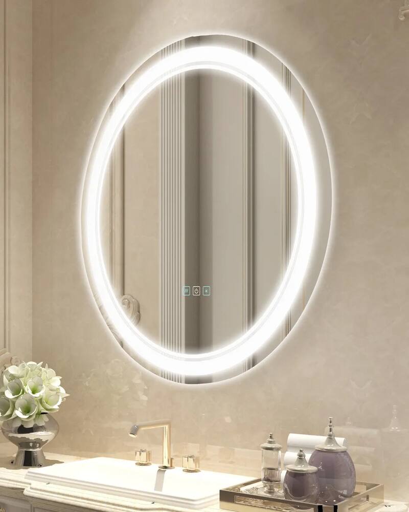 Lustro łazienkowe LED, 60 cm, okrągłe, przeciwmgielne, z 3-stopniową regulacją temperatury barwowej