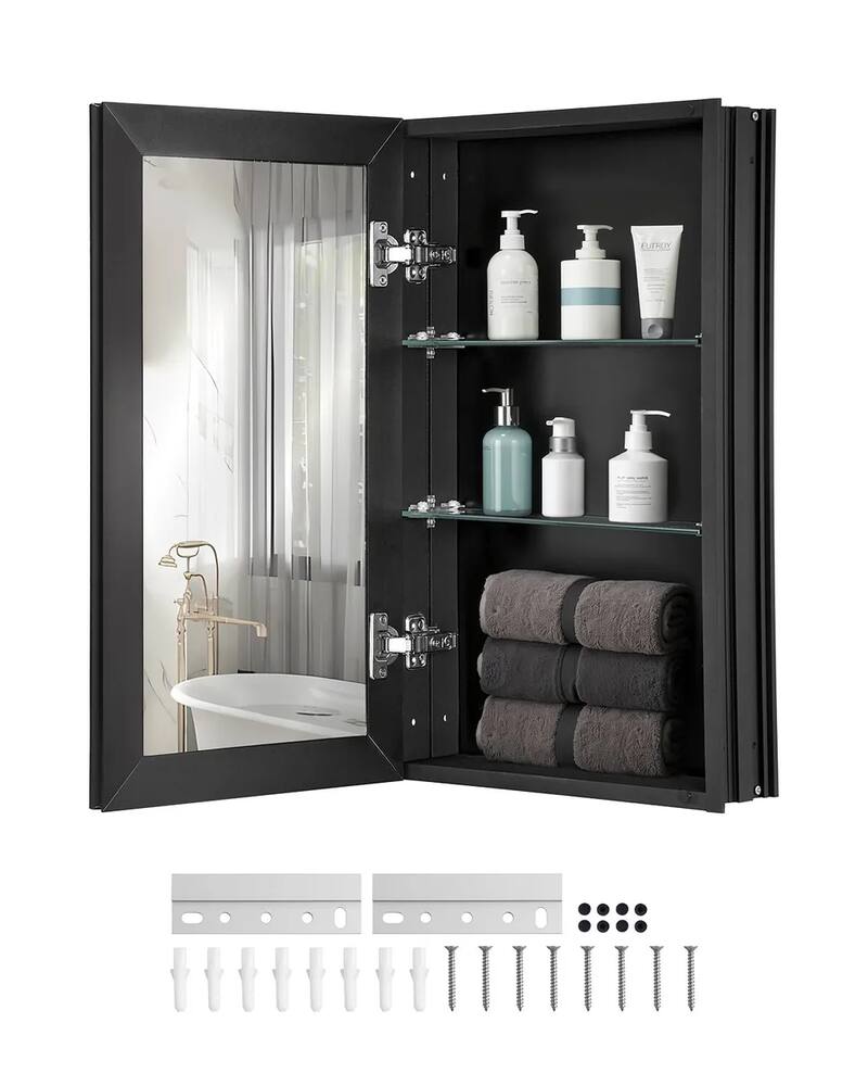 Aluminiowa szafka łazienkowa naścienna z lustrem, 14x24 cale, 2 warstwy
