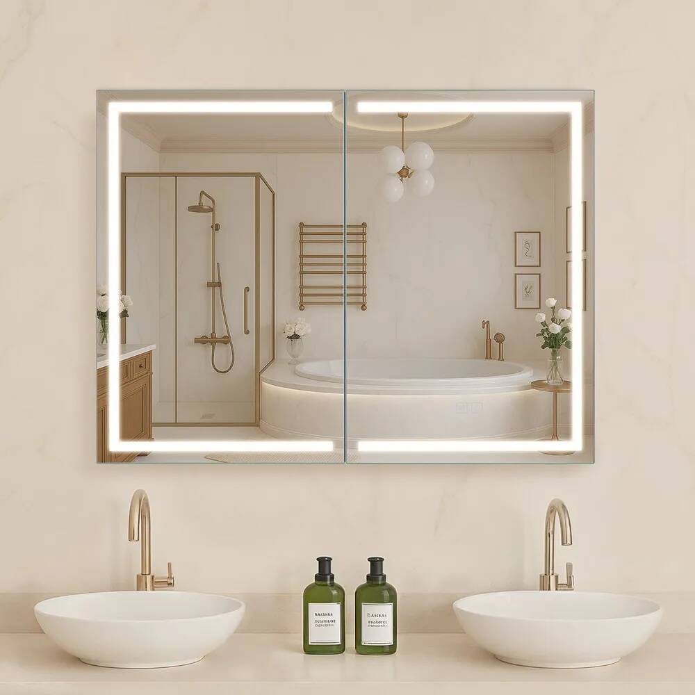 Podświetlana szafka na leki z lustrem 60x80 cm z USB i regulacją LED