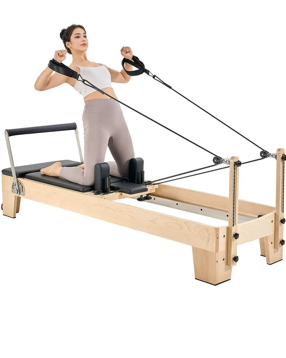 Drewniany reformer Pilates z oporem, do 180 kg