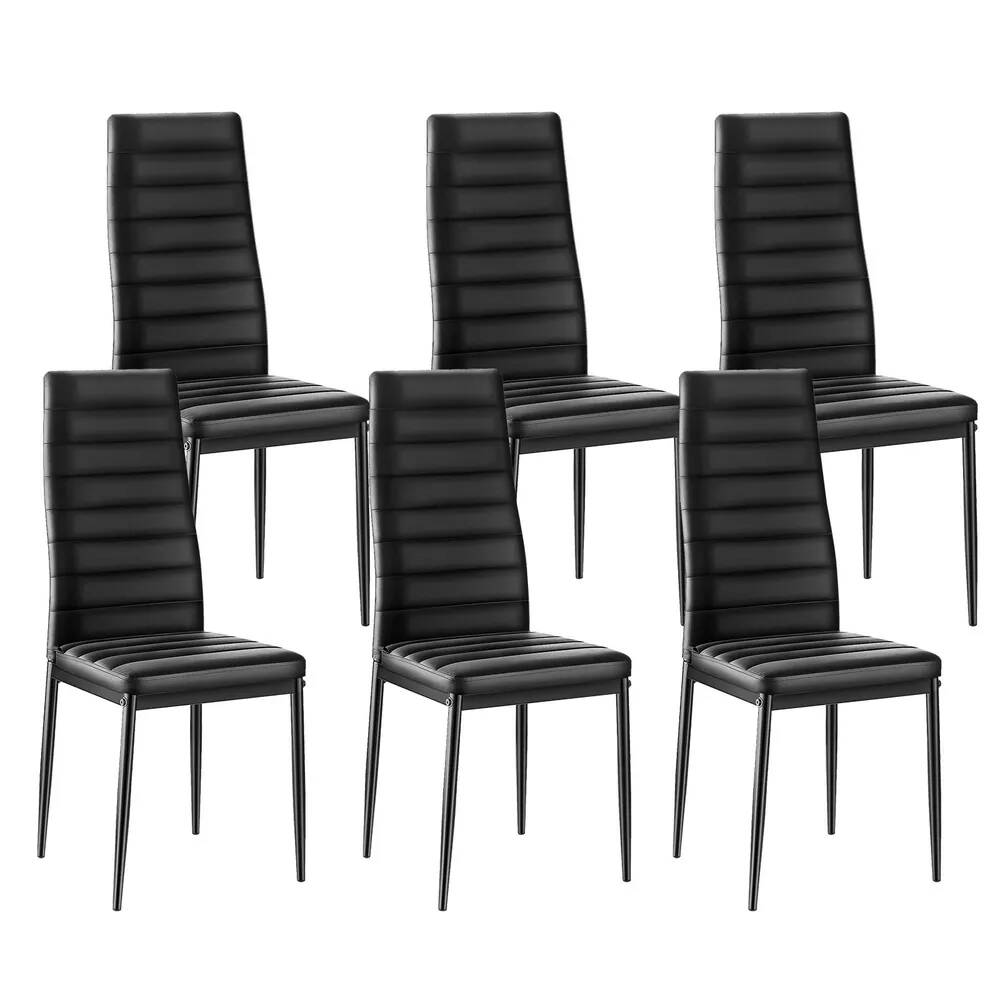 Komplet 6 skórzanych krzeseł do jadalni, czarny