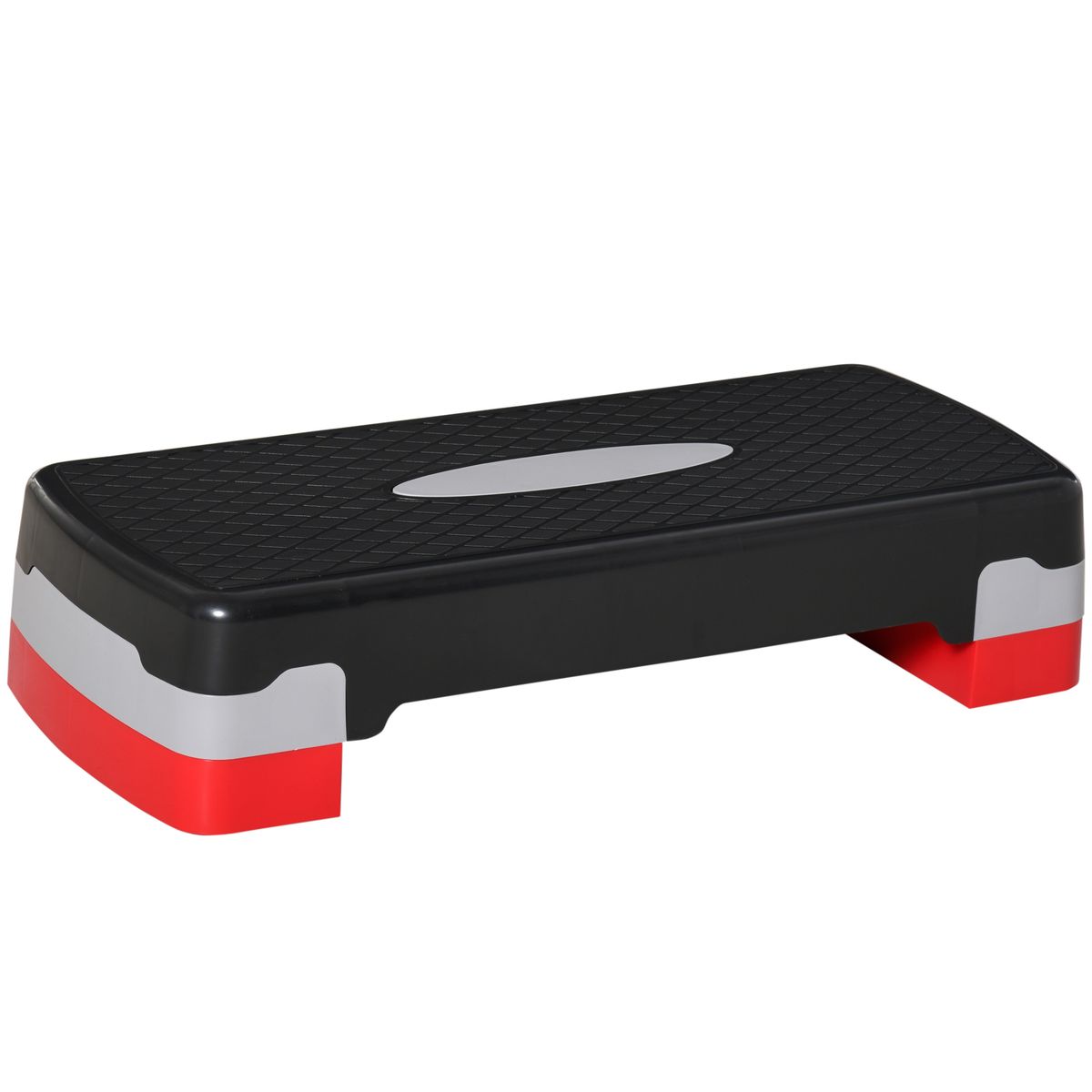 Stepper do aerobiku, wysokość 10/15 cm, czarno-szaro-czerwony, 68 × 15 × 29 cm