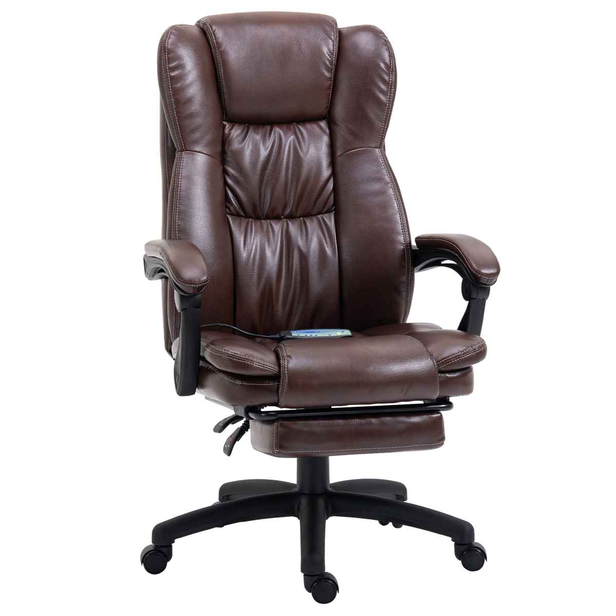 Ergonomiczny fotel biurowy do masażu z podnóżkiem, 68,5x68,5x113-121 cm, brązowy