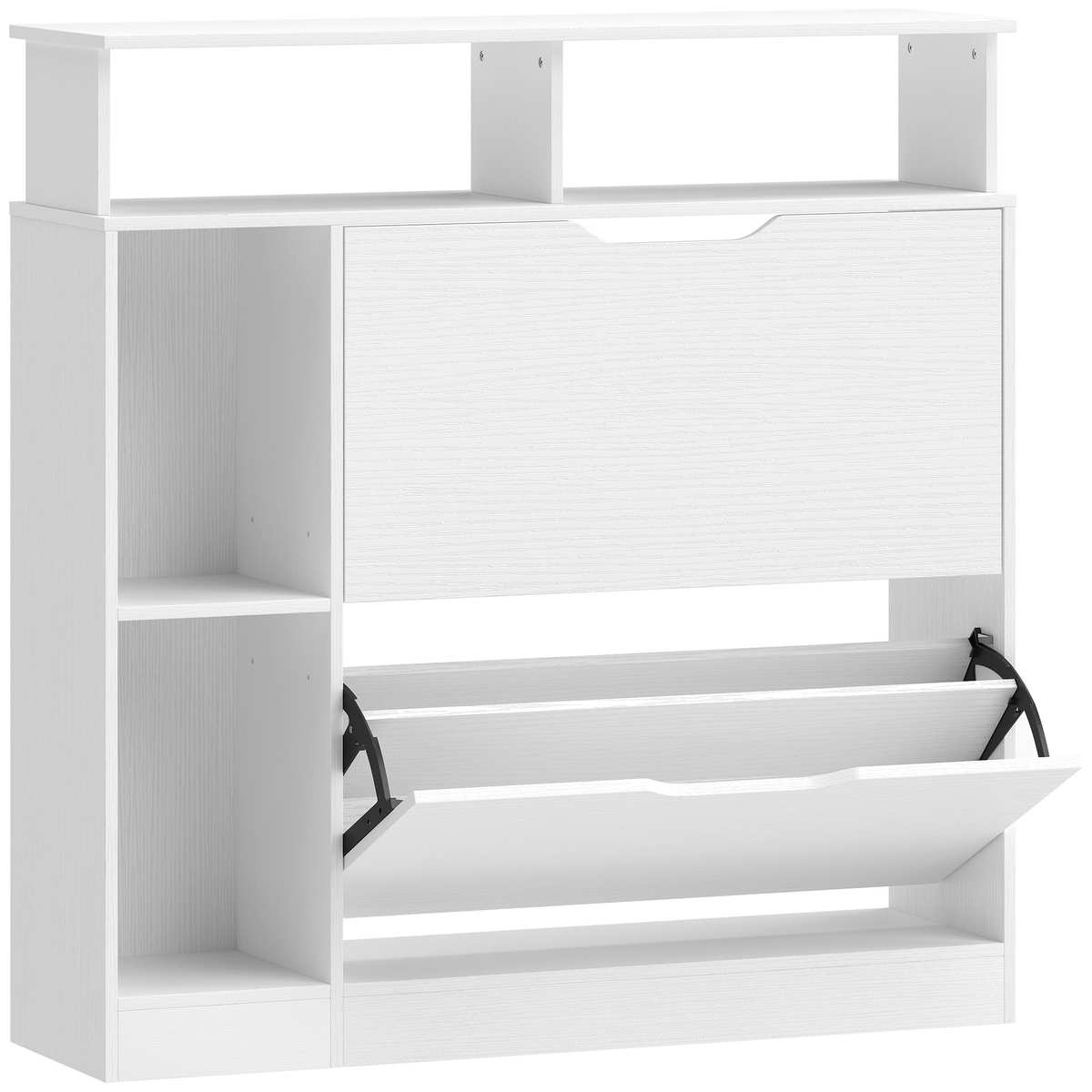 Szafka na buty, 2 szuflady, biała, 89 × 92 × 25 cm