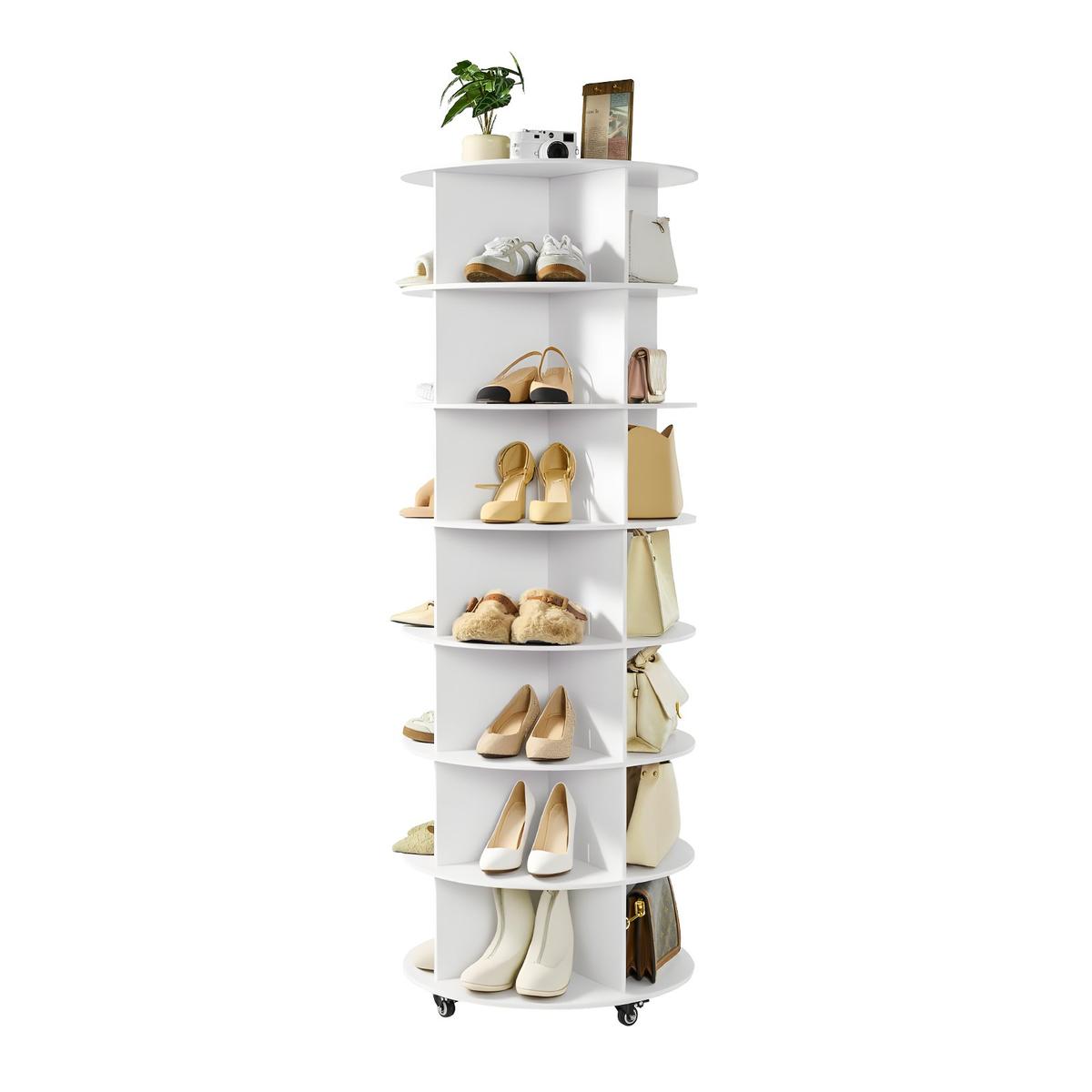 Obrotowy stojak na buty VEVOR OY-XZXJ-05-7, 7 poziomów, 28 par, biały, 59,8 × 167 × 59,8 cm