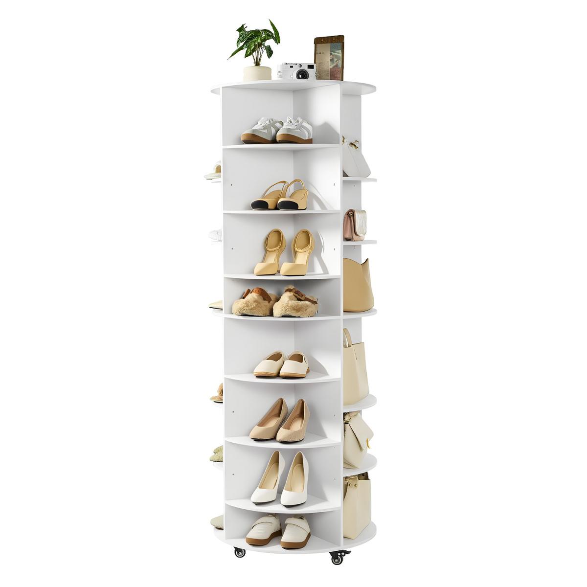 Obrotowy stojak na buty VEVOR OY-XZXJ-08-7, 7 półek, 28 par, biały, 58,8 × 164,6 × 58,8 cm