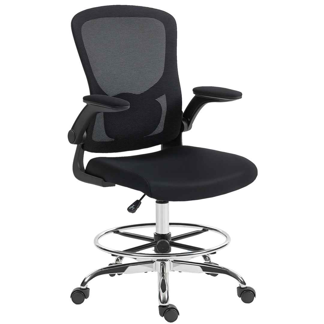 Fotel biurowy z podparciem lędźwiowym 4D, czarny, 60 × 108–132 × 60 cm