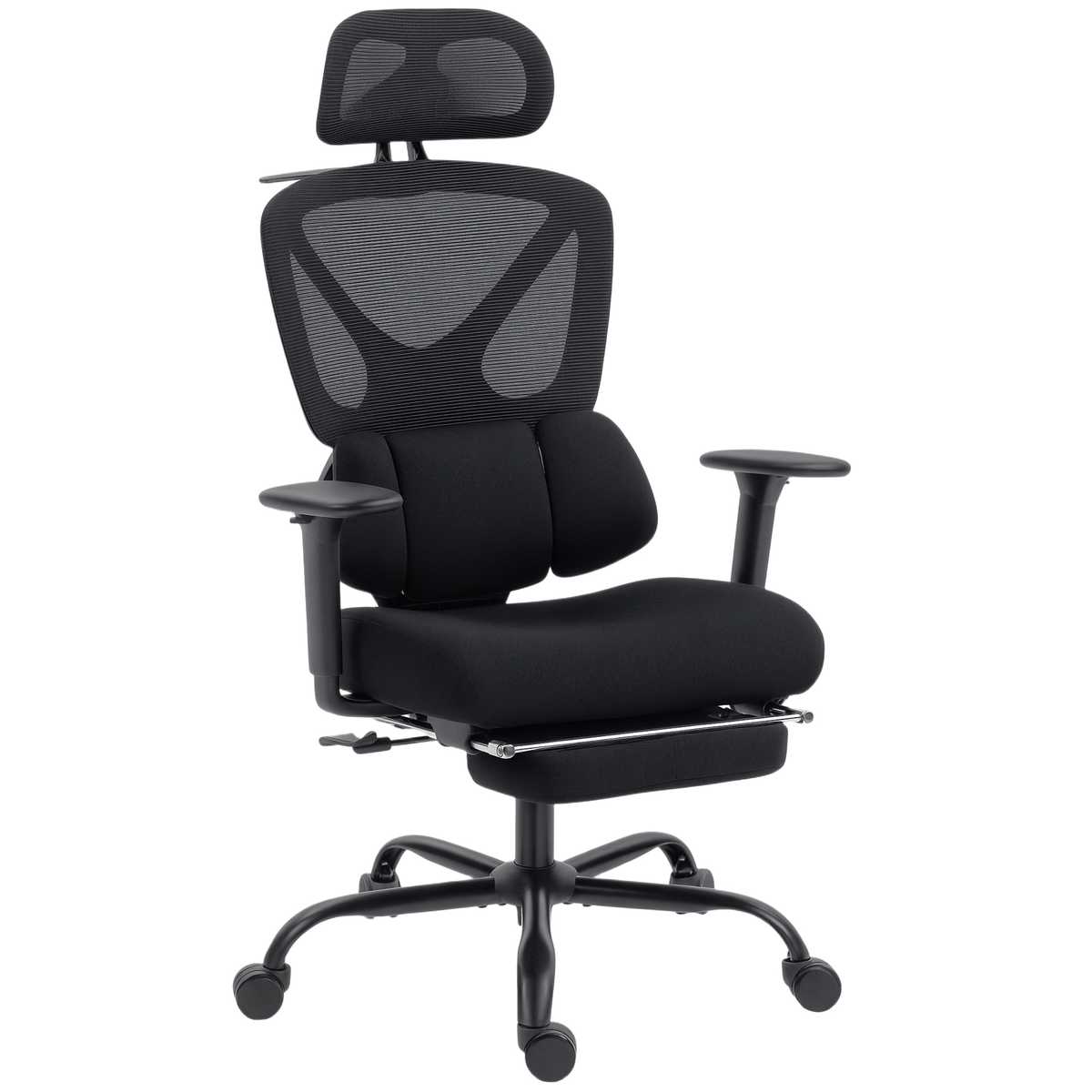 Ergonomiczny fotel biurowy z podłokietnikami 3D, czarny, z oparciem z siatki