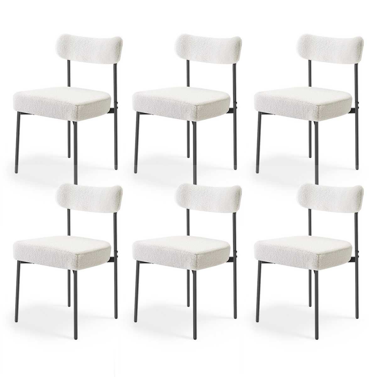 VEVOR Krzesła do jadalni HC2025, 6 szt., białe, 54,5 × 79,5 × 50 cm