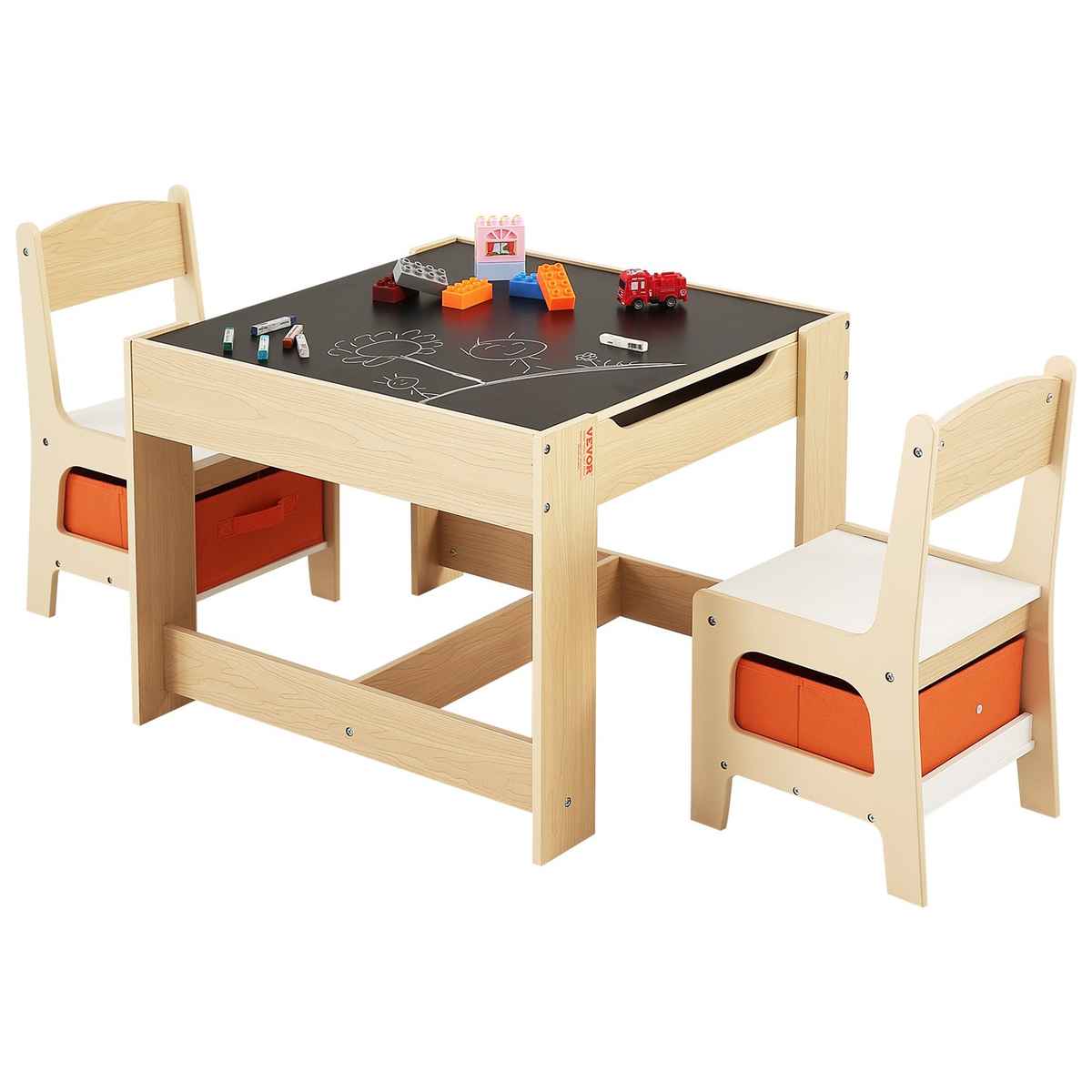 Zestaw mebli dziecięcych VEVOR TF5601, 1 stolik i 2 krzesełka, 61 × 61 × 48,3 cm