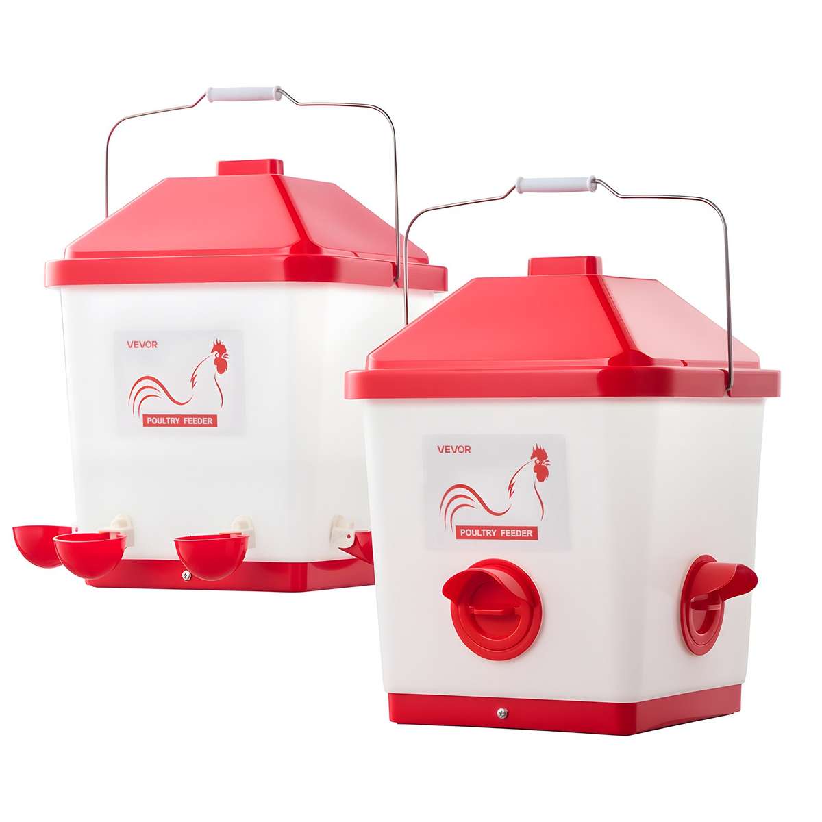 VEVOR Automatyczny karmnik i poidło dla kur 5GAL F+D, 18,14 kg i 19 l, 3 i 6 otworów
