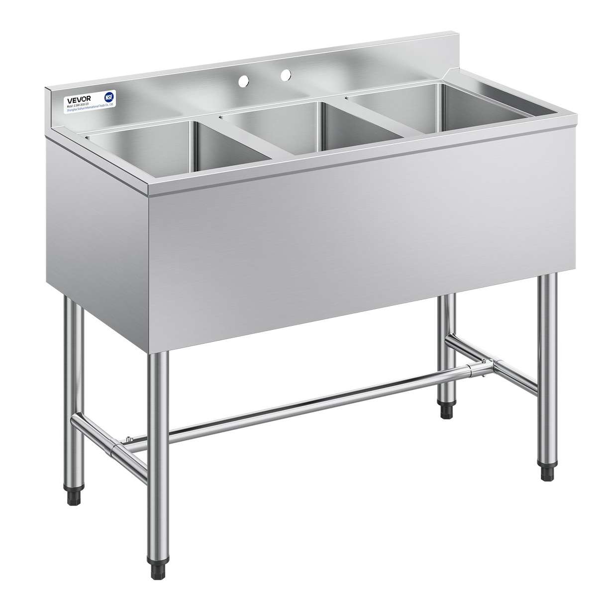 VEVOR Zlew komercyjny JC-BAR-3B38-320, 3 komory, 978 × 470 × 838 mm