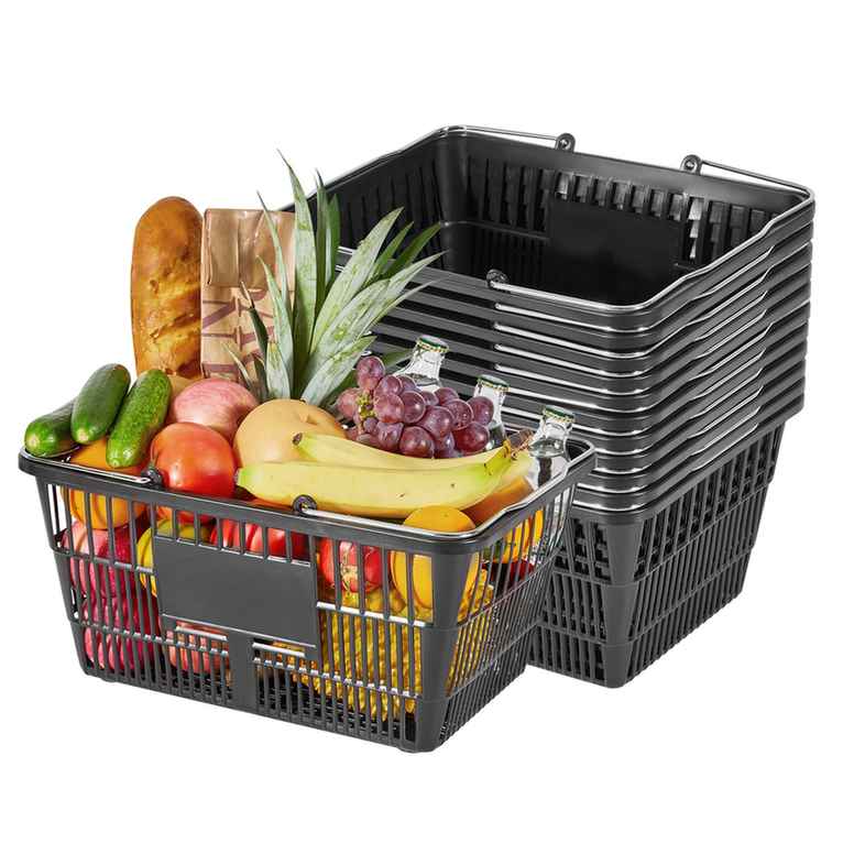Zestaw koszyków zakupowych VEVOR LB-B012-6, 12 szt., 21 l, czarny, 44 × 48 × 33 cm