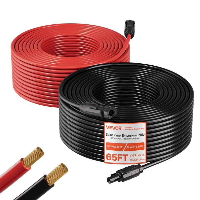 VEVOR Przewód przedłużający solarny MC4-10AWG, 2 przewody ze złączami MC4, czarno-czerwony