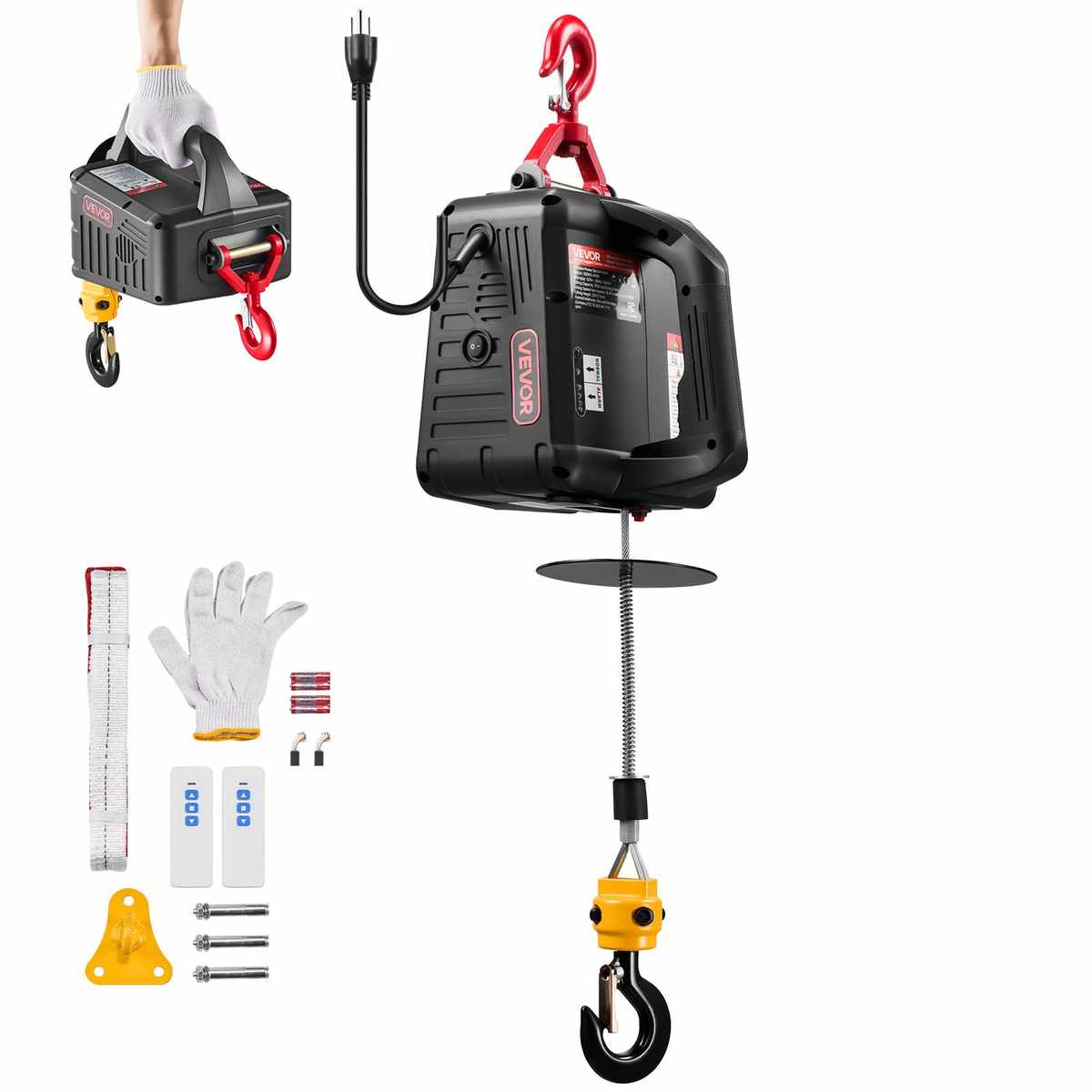 VEVOR Wciągnik elektryczny z wyciągarką 500KG-HXB2, 500 kg, 1500 W, 35 × 28,5 × 27,5 cm