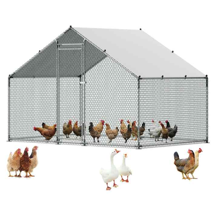 VEVOR Kurnik metalowy JD322, 1 drzwi, 3 × 2 × 2 m