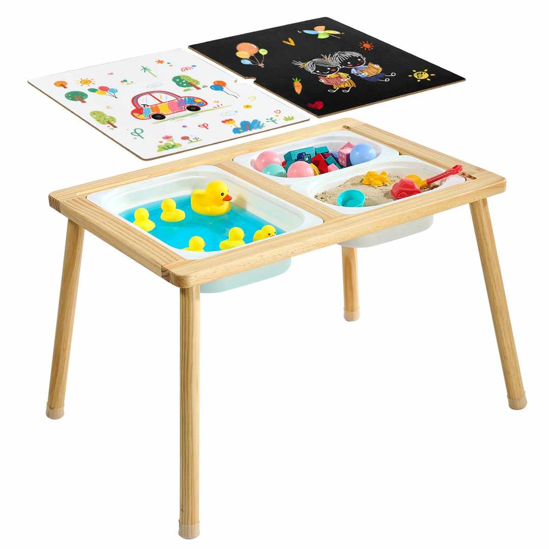 Stolik sensoryczny dla dzieci VEVOR G16SKU1, 1 duży i 2 małe pojemniki do przechowywania, 82 × 60,5 × 50,5 cm