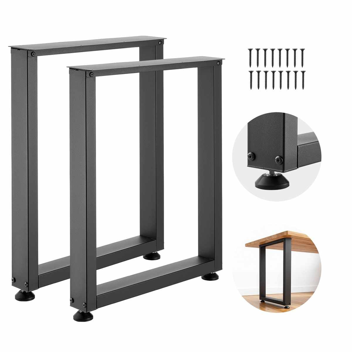Nogi stołowe VEVOR HXZTFX28-24, 2 szt., czarne, 600 × 120 × 750 mm