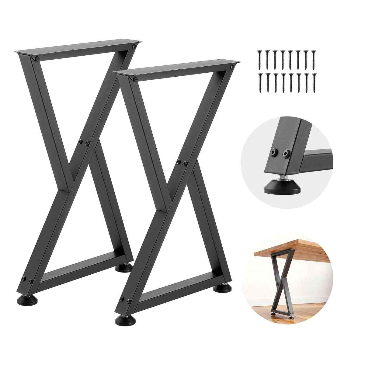 Nogi stołowe VEVOR HXZT8X28-17.7, 2 szt., czarne, 472 × 90 × 740 mm