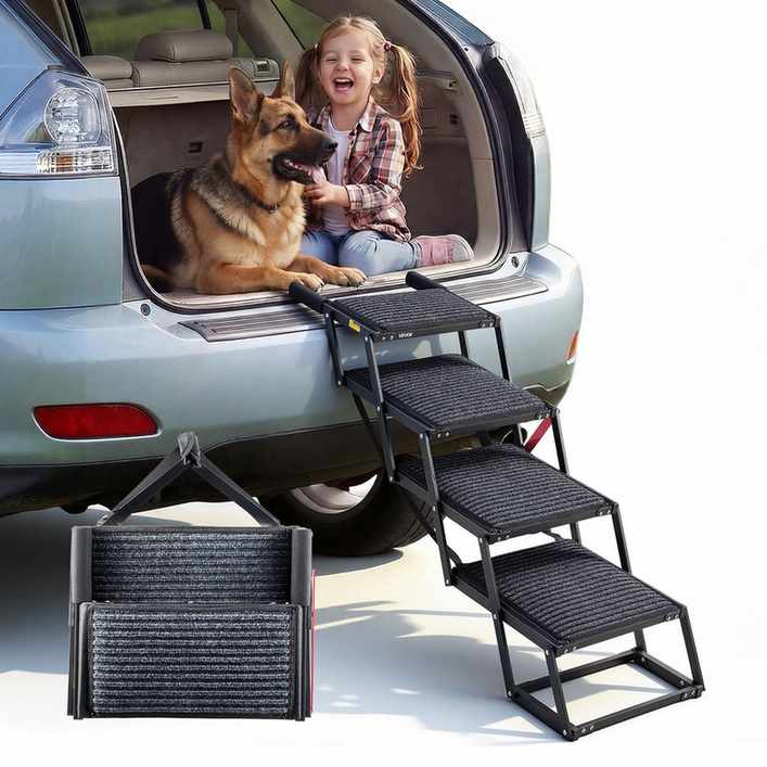 Schody dla psa do samochodu VEVOR 40x33-5, 4 stopnie, 43,5 × 35 × 17 cm