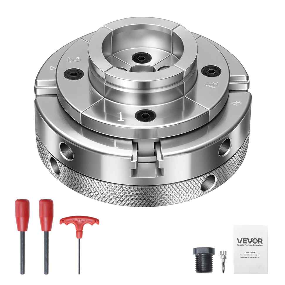 VEVOR Uchwyt tokarski do drewna CK4-4S-SS, 4 szczęki, 100 × 100 × 72 mm