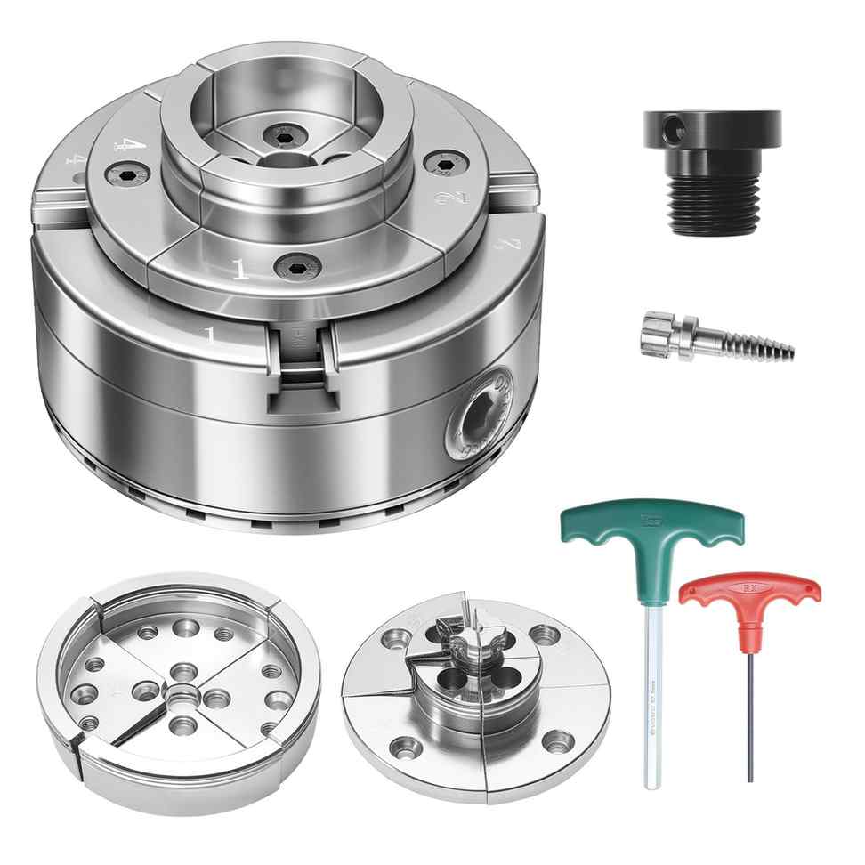 VEVOR Uchwyt tokarski do drewna CK4-4K-3SET-SS, 4-szczękowy, 3-częściowy, 102 × 102 × 78 mm