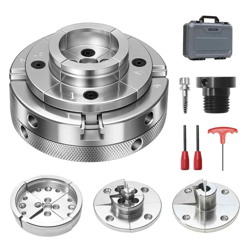 VEVOR Uchwyt tokarski do drewna CK4-4S-4SET-SS, 4 szczęki, 100 × 100 × 72 mm