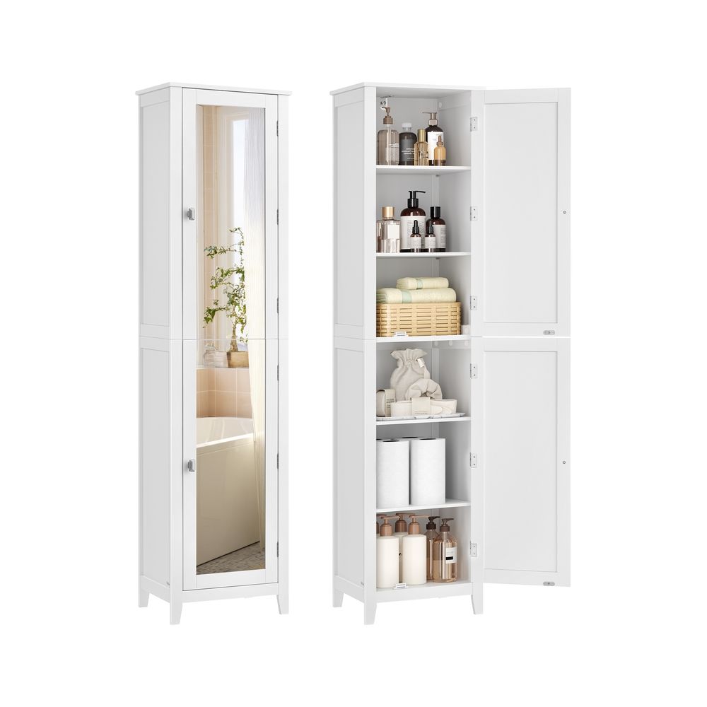 Szafka łazienkowa VASAGLE BBC764WH01, z lustrem, biała, 40 × 160 × 30 cm