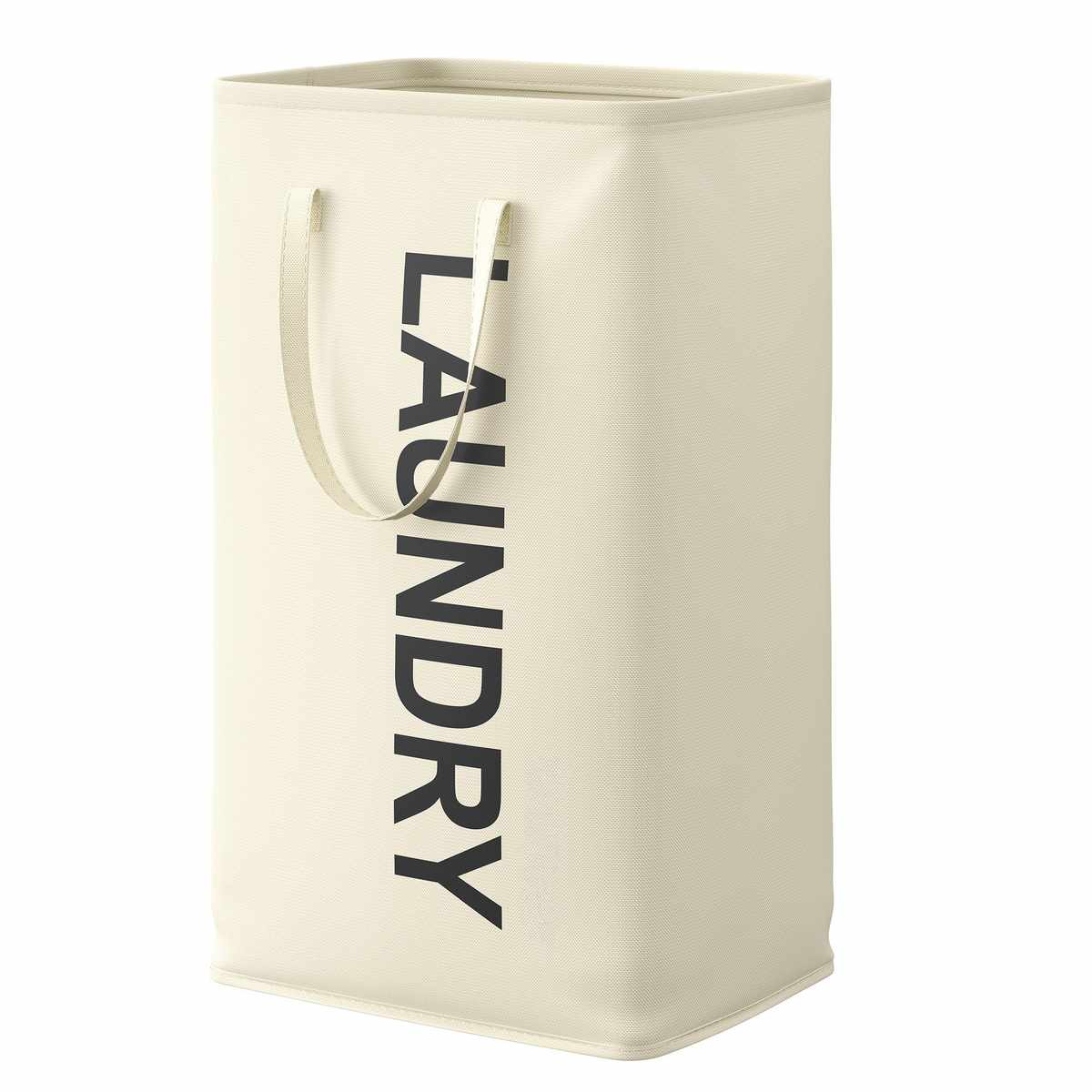 SONGMICS Składany kosz na pranie, 80 l, biały, 40 × 68 × 30 cm
