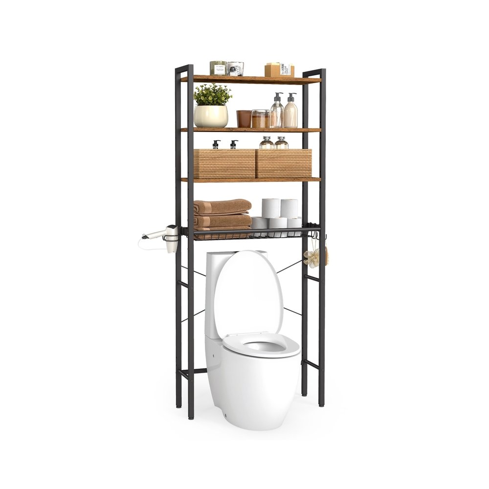 Półka łazienkowa VASAGLE BTS114KD01, 3 haczyki, 60 × 173 × 24 cm