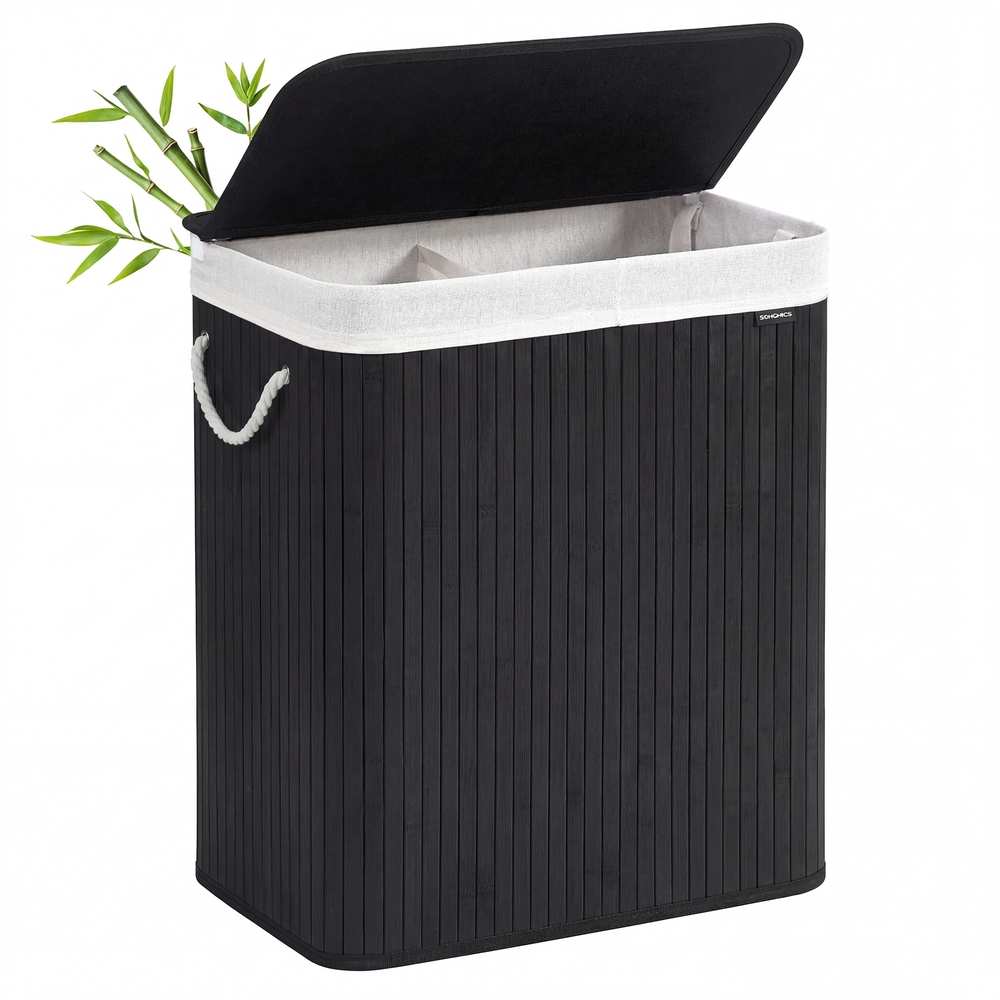 Kosz na pranie SONGMICS, 2 przegrody, 100 l, 52 × 32 × 61 cm