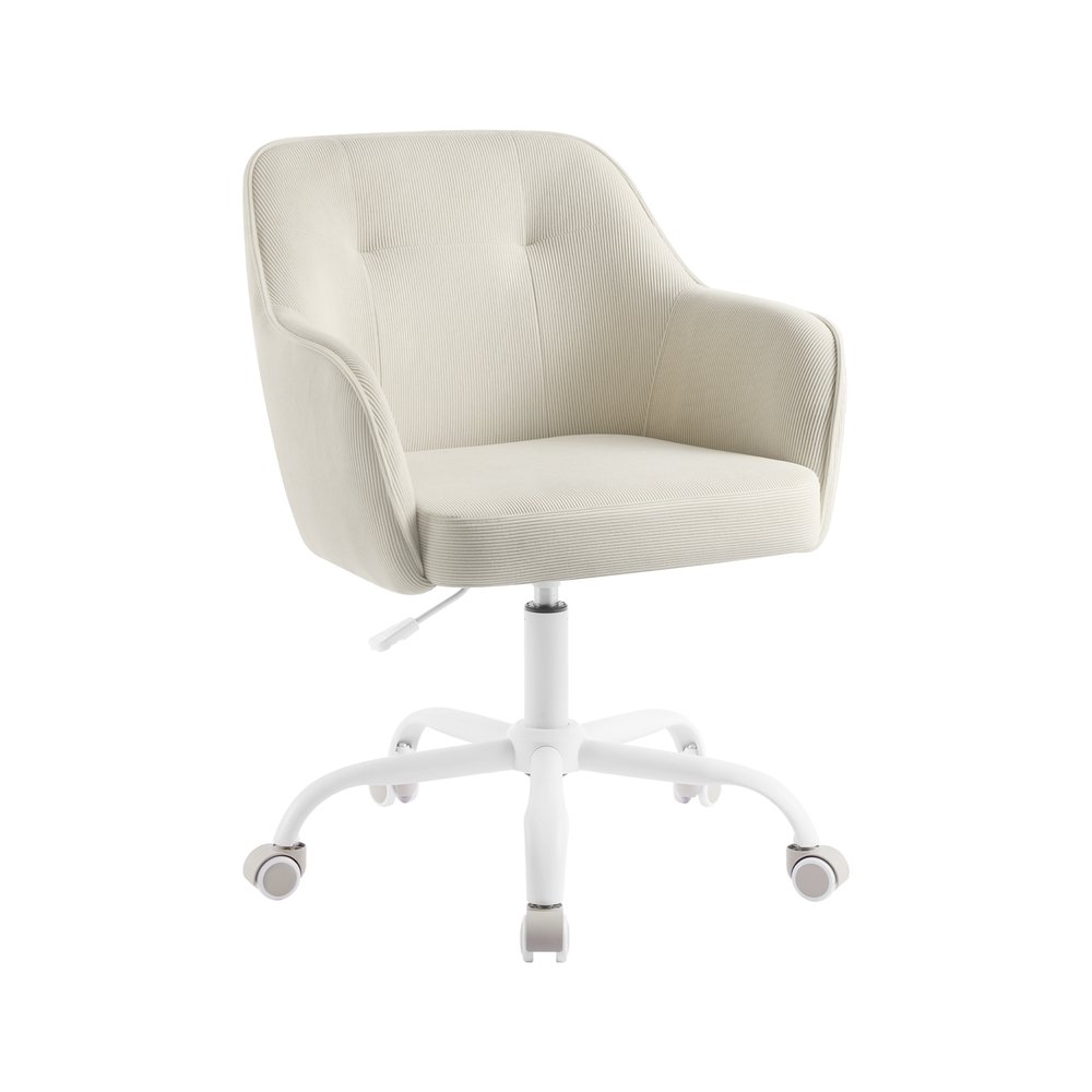SONGMICS Fotel biurowy OBG019G01, regulowany na wysokość, piaskowy, 64 × 80–90 × 64 cm