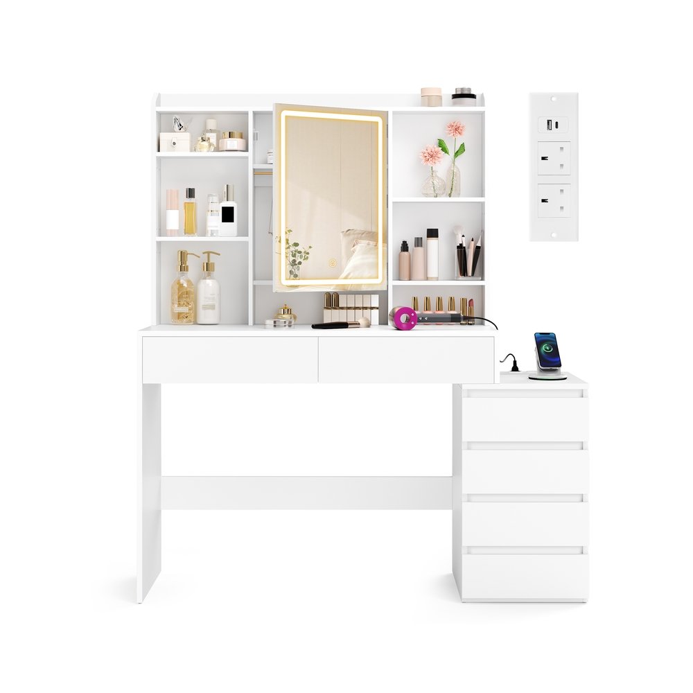 Toaletka VASAGLE, z lustrem LED, 40 × 145 × 124,7 cm