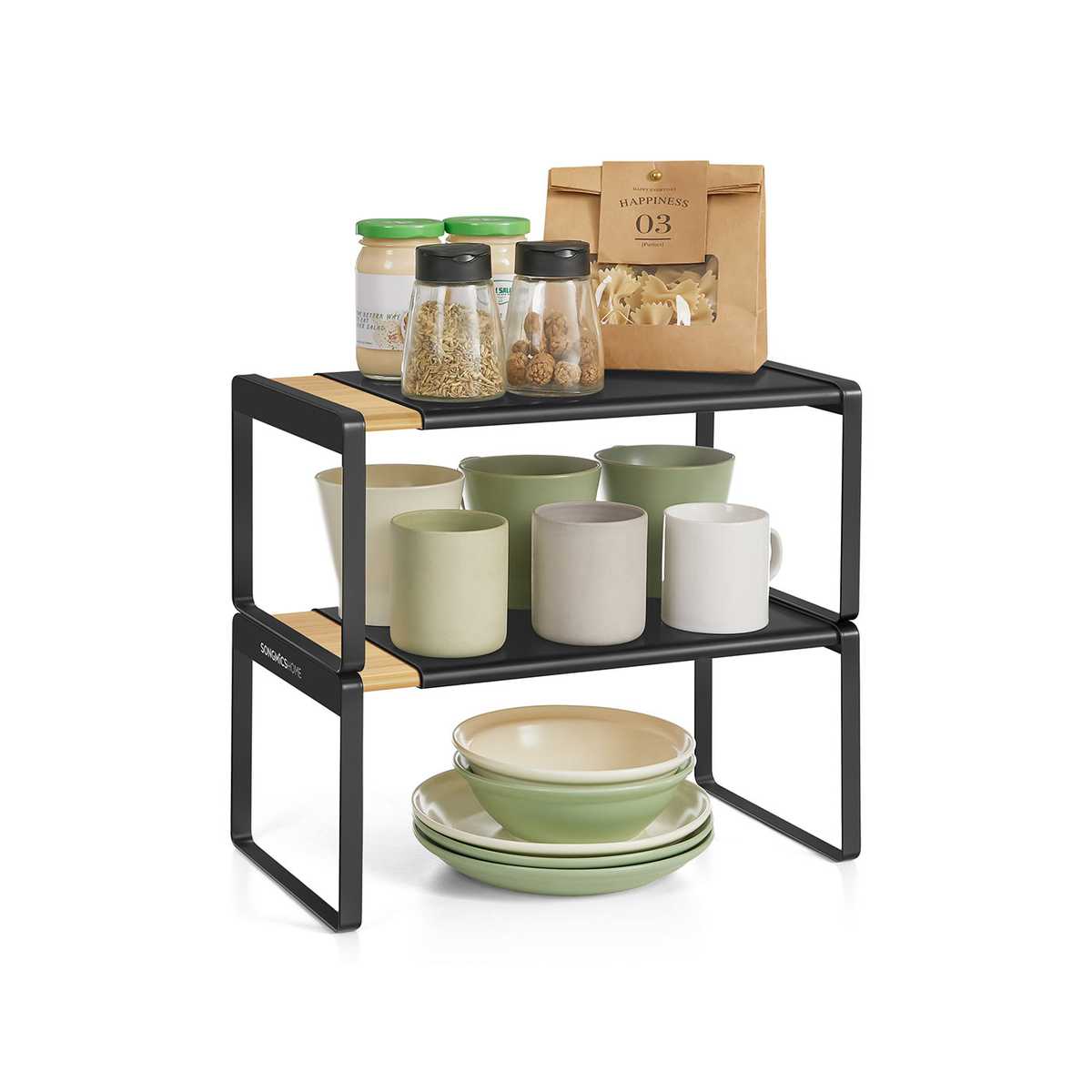 SONGMICS Półki na przyprawy HOME KCS051B01, 2 szt., beżowo-czarne