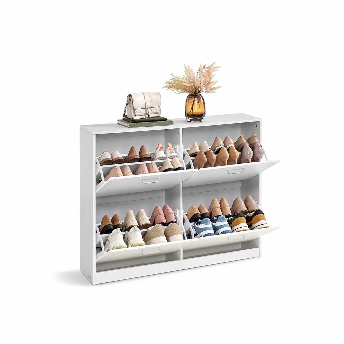 Szafka na buty VASAGLE LBC035, 4 drzwi, na 16-28 par, 24 × 82,7 × 105,5 cm