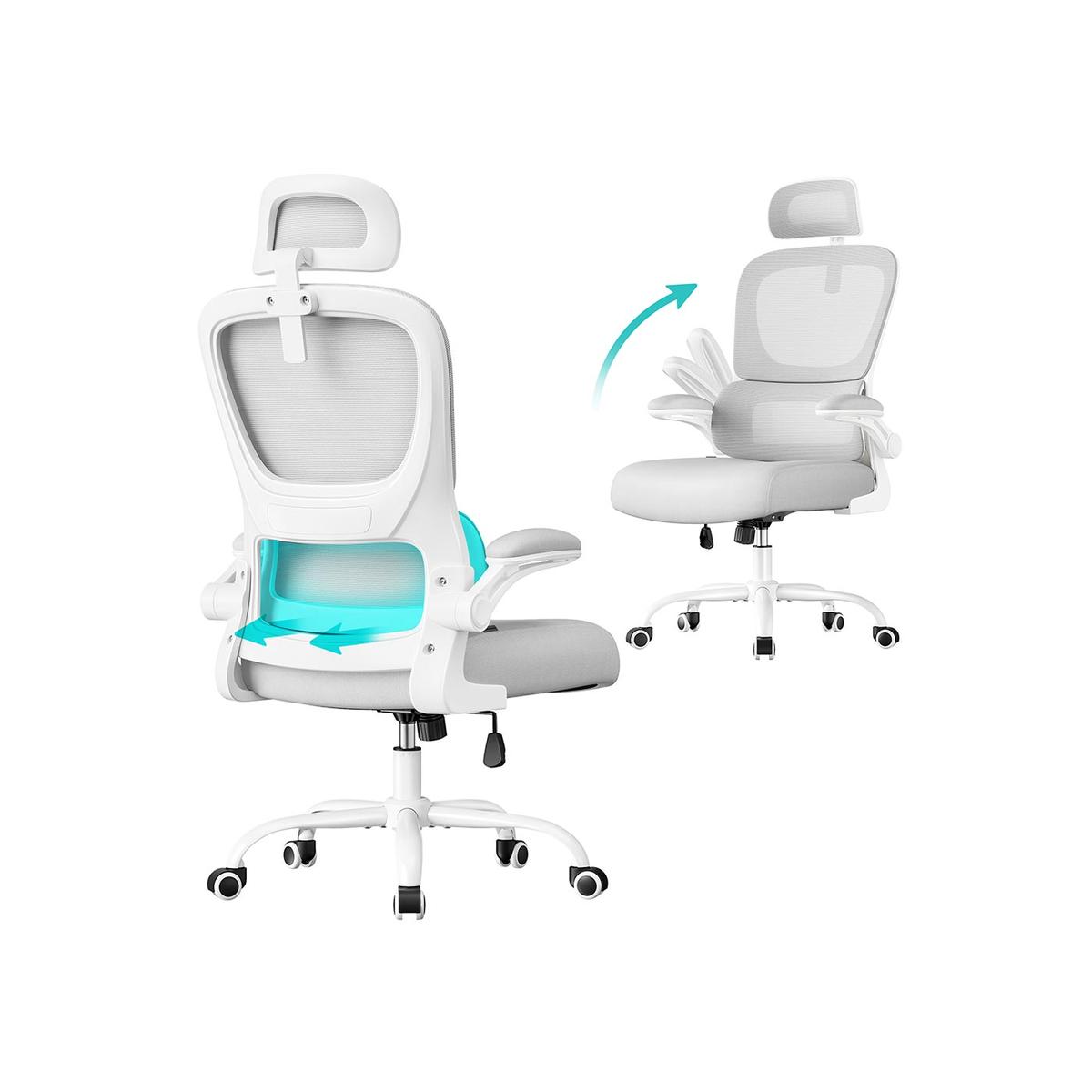 SONGMICS Fotel biurowy OBN041B01, szary, 64 × 116–135 × 71,5 cm