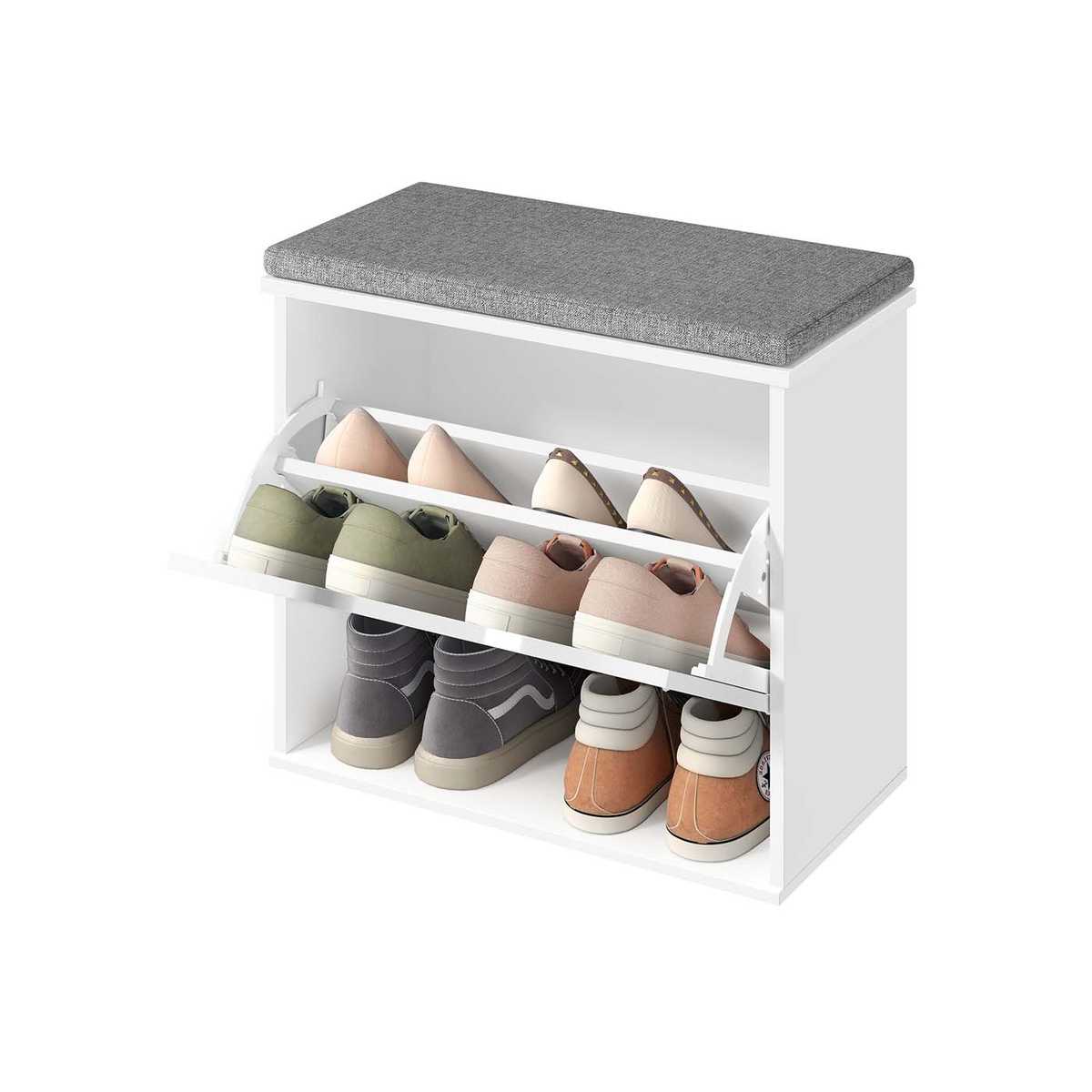 Ławka na buty VASAGLE LSB121WB01, 3 poziomy, 60 × 53,5 × 30 cm