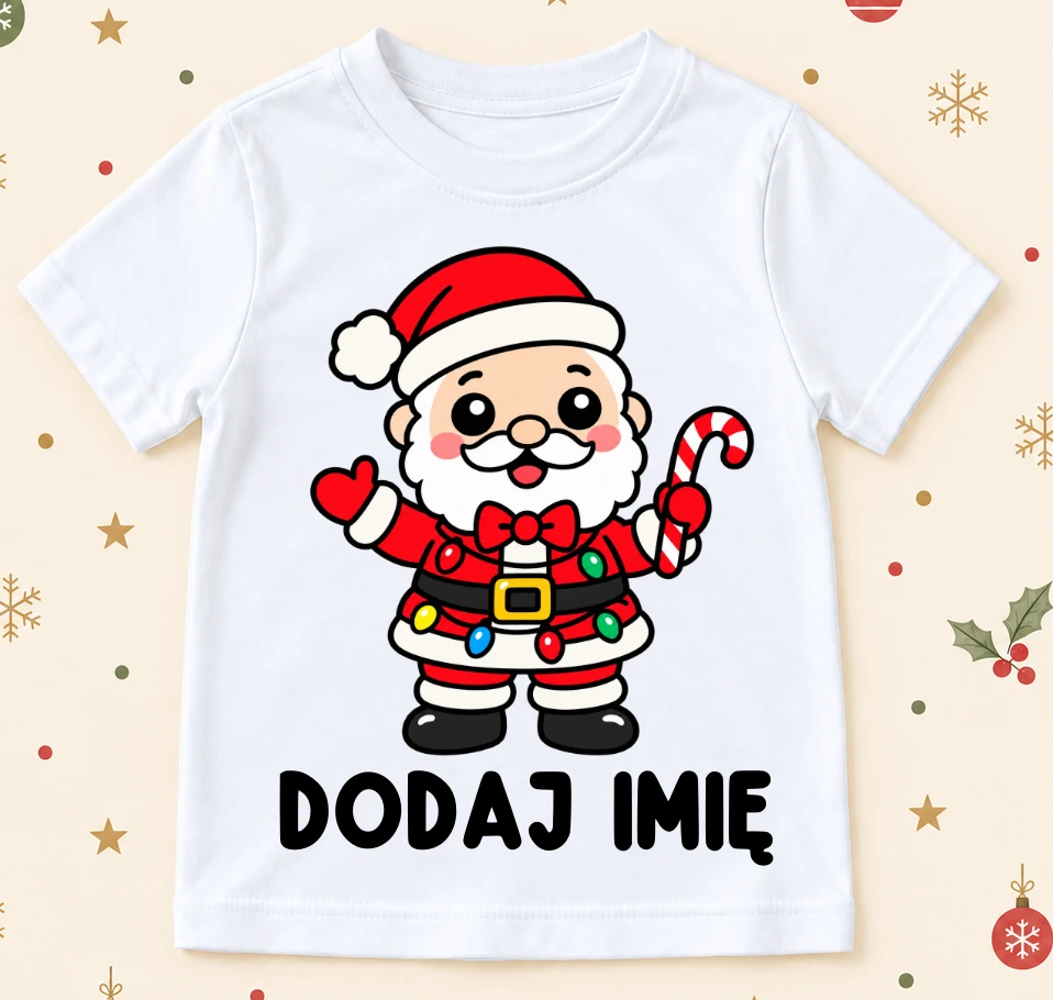 Koszulka dla dziecka z Mikołajem i imieniem na Mikołajki