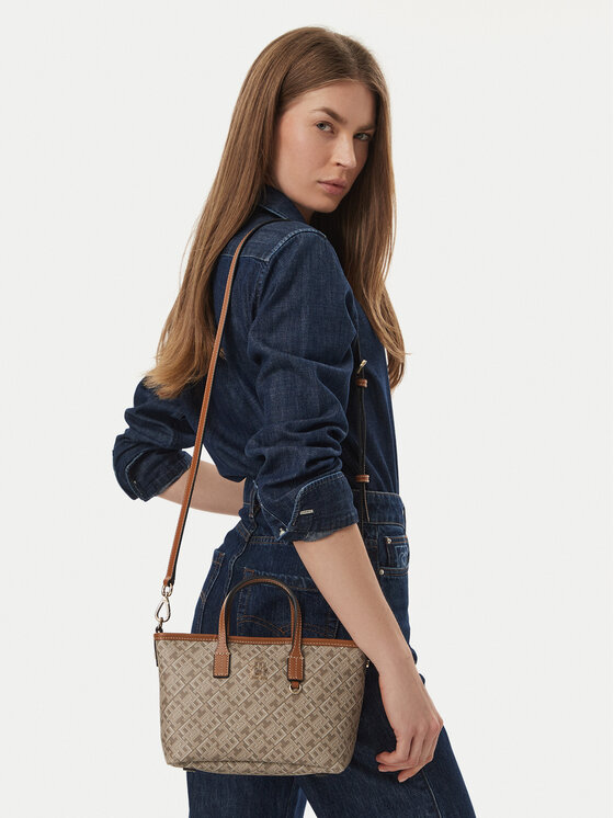 Tommy Hilfiger Torebka Th Monoplay Mini Tote Le AW0AW18848 Brązowy