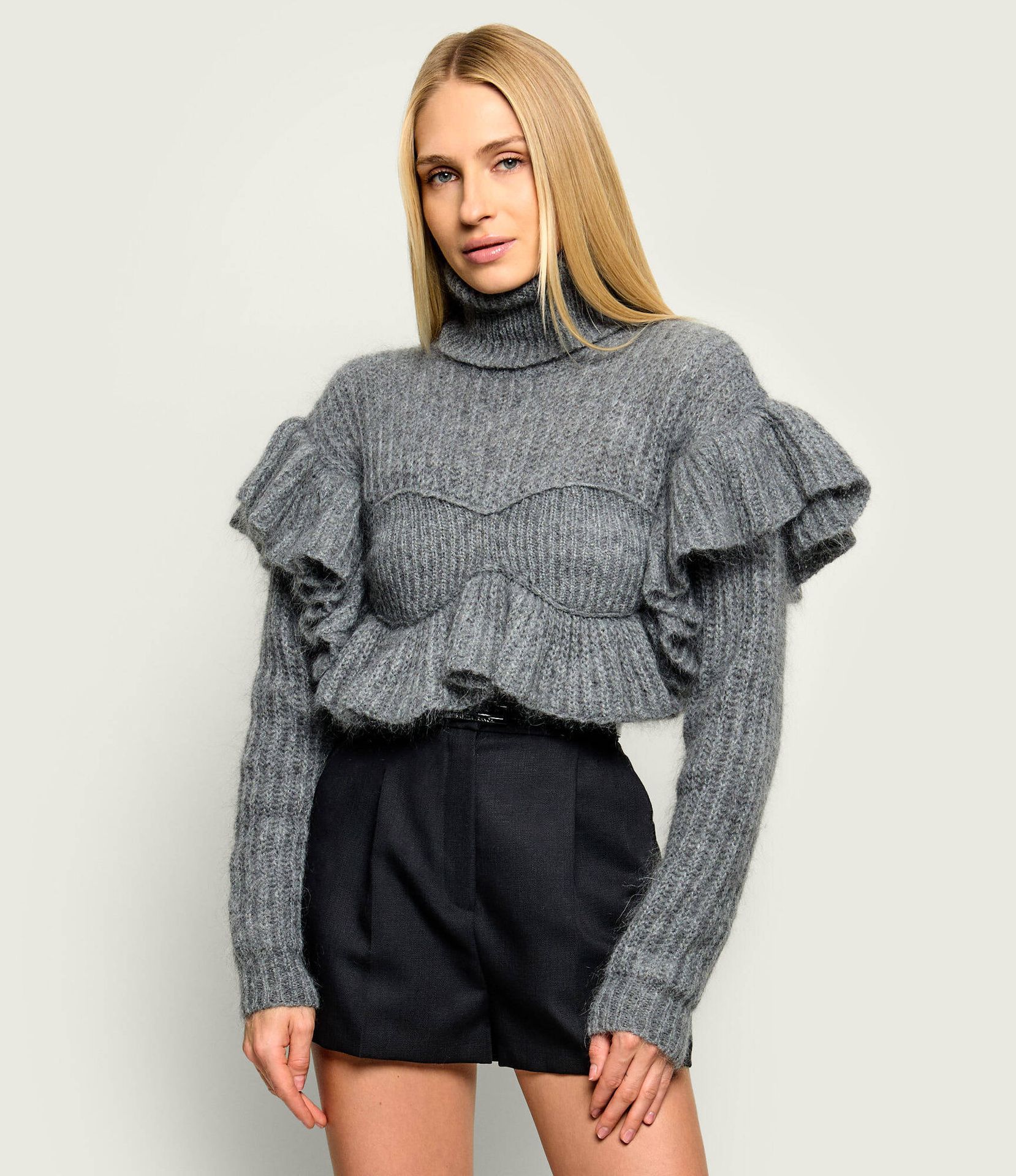 Elisabetta Franchi Golf Cropped Fit z dodatkiem wełny