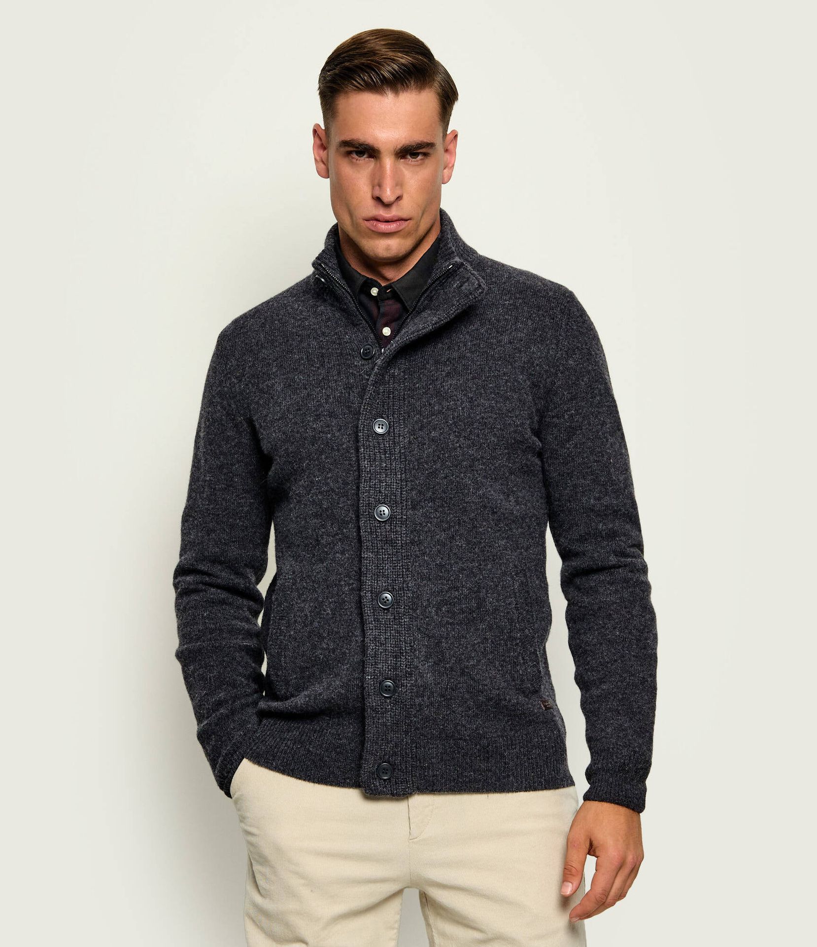 Barbour Wełniany kardigan Essential Regular Fit