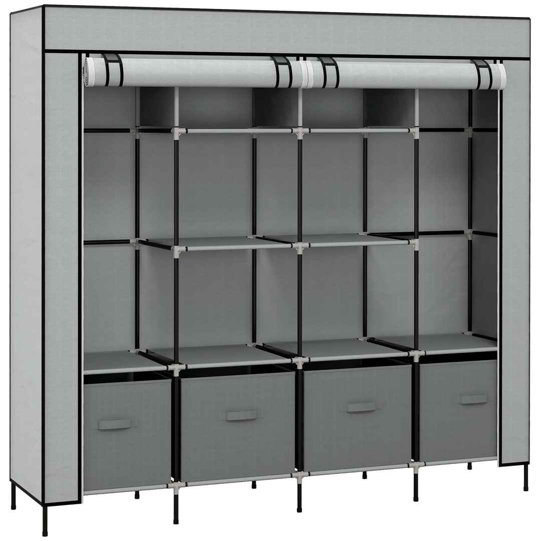 Szafa materiałowa Homcom 166x42,5x169,5cm., szaro-czarna
