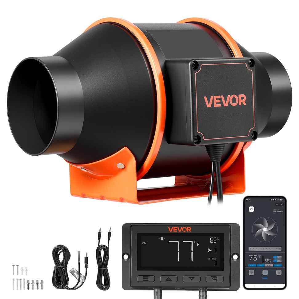 VEVOR Wentylator kanałowy HF-100PE, 10 prędkości, 30,5 × 21 × 18,5 cm