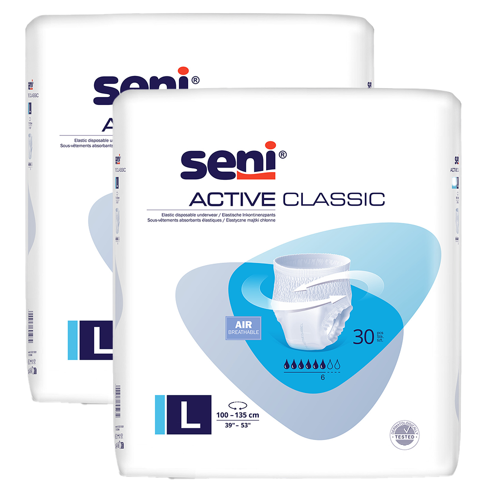 Zestaw Seni Active Classic, majtki chłonne, L, 110-135 cm, 2 x 30 sztuk