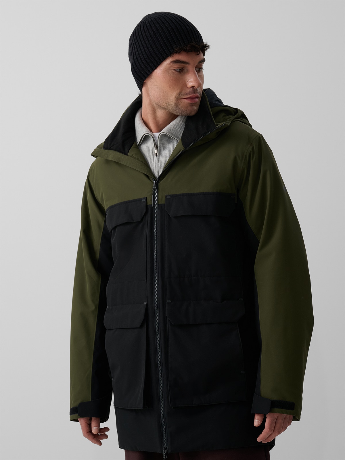 4F Płaszcz zimowy membrana 10000 męski - khaki XXL