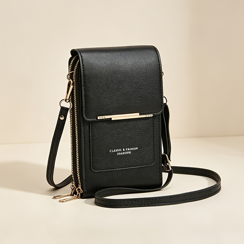 TEMU Damska Torebka Crossbody Krótka Mini Modna Pionowa Saszetka na Telefon z Ekranem Dotykowym Duża Pojemność Wygodna Zapinana na Zamek Błyskawiczny