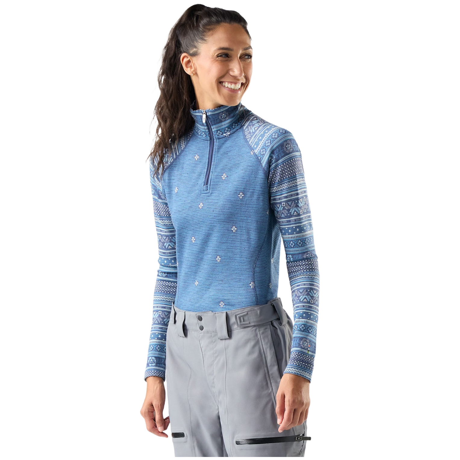 Damska koszulka Smartwool Women's Classic Thermal Merino Base Layer 1/4 Zip Rozmiar: L / Kolor: niebieski