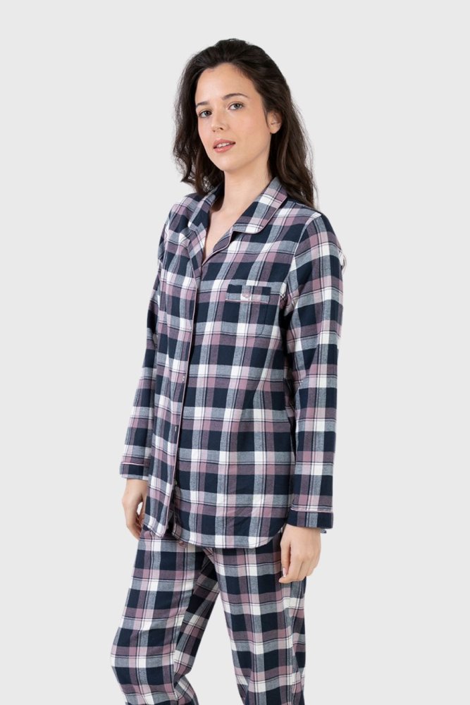 Flanelowa piżama damska NEREA XL Ciemnoniebieski